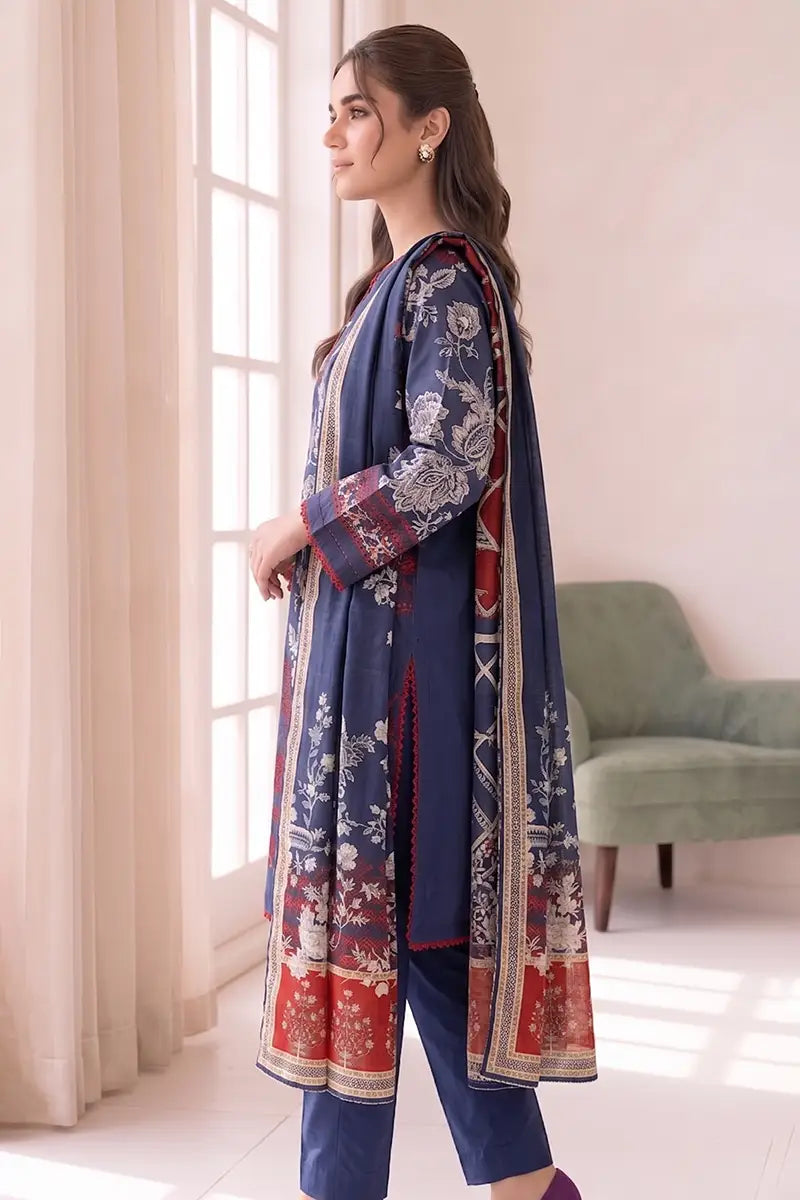 Roshaan by KBC Fashion Stitched 3-Piece Lawn Suit (Deep Slate Blue)