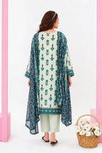 Zesh - Drop Fourteen Printed Series 3PC Unstitched Lawn Suit (Mint Green & Ocean Blue)