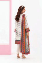 Zesh - Drop Fourteen Printed Series 3PC Unstitched Lawn Suit (Off-White)