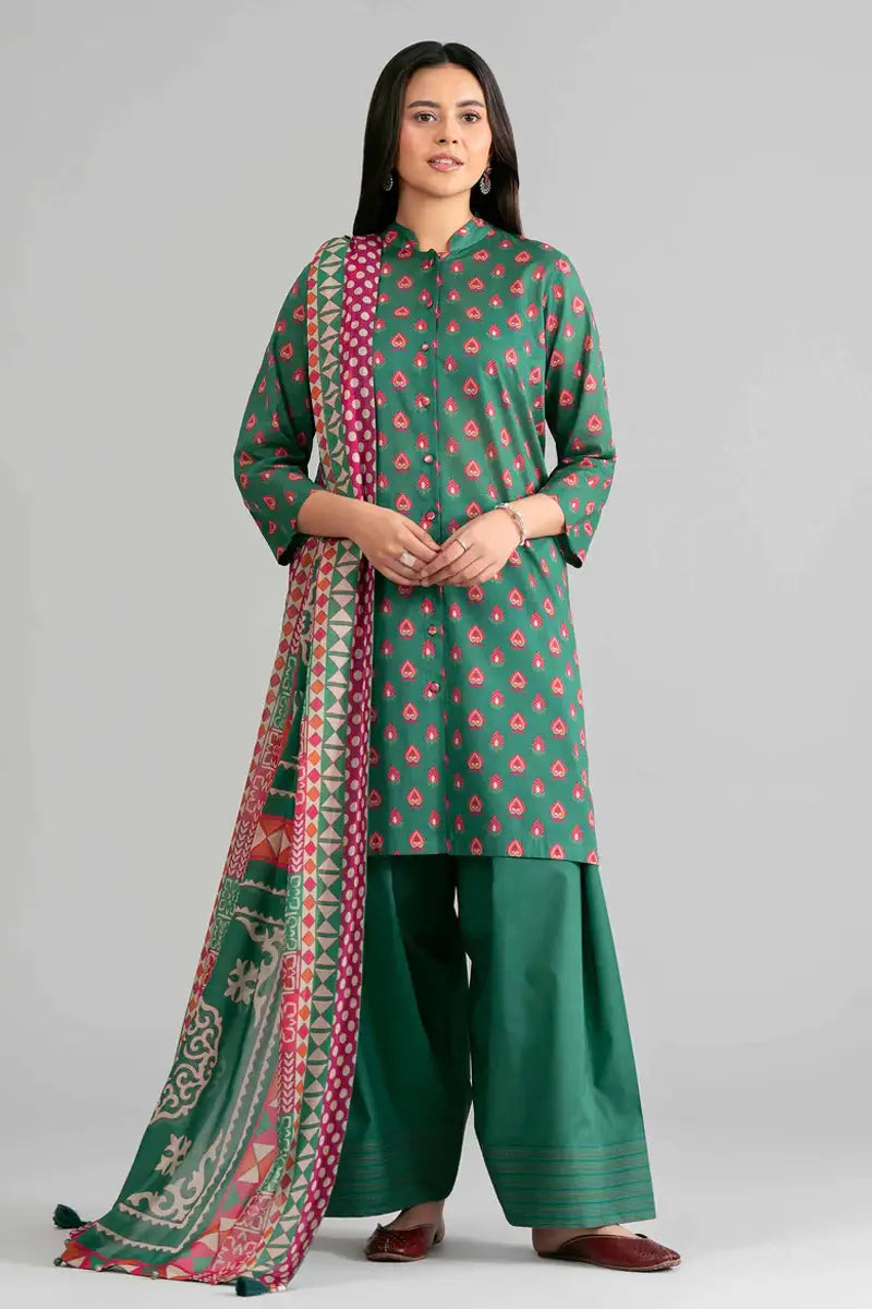 Sapphire Vol.7 - 3PC Unstitched Printed Lawn Suit (Emerald Green)