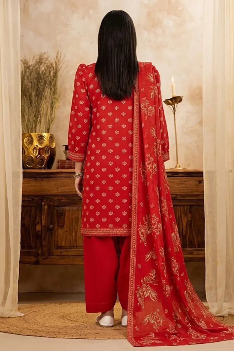 Mor Bagh 3-Piece Unstitched Printed Lawn Suit (Ruby Red)