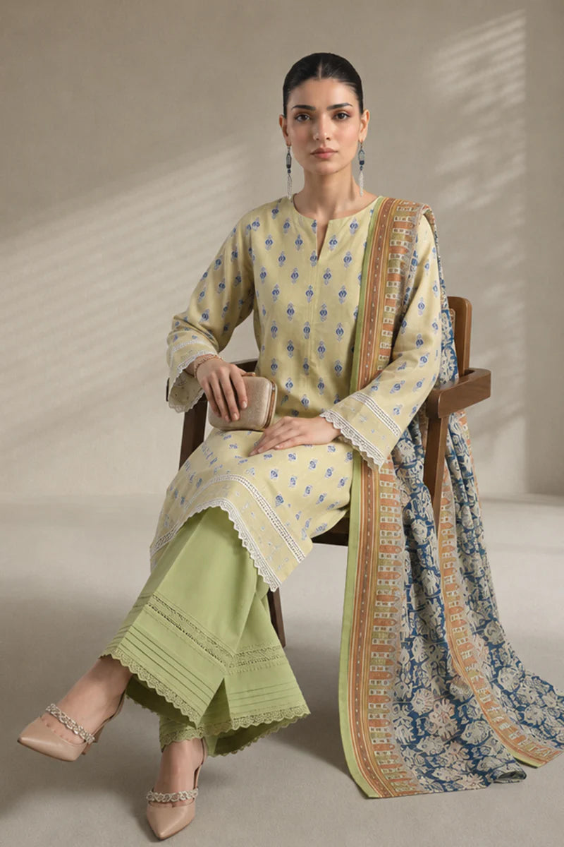 Khaadi – 3 Piece Unstitched Digital Printed Lawn Suit (Pale Pastel lime & Pistachio)