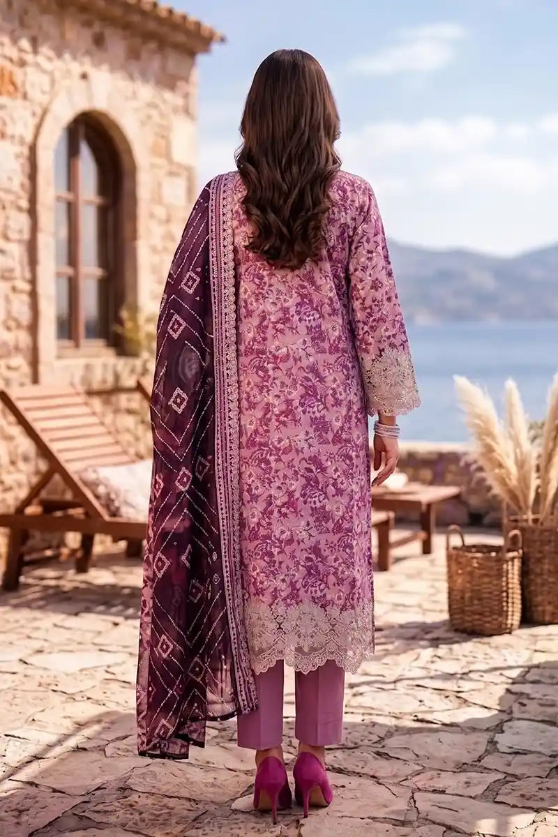 Zesh - 3PC Unstitched Embroidered Lawn Suit (Lilac Pink)