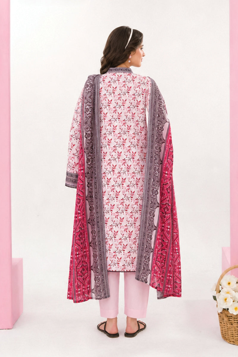 Zesh - Drop Fourteen Printed Series 3PC Unstitched Lawn Suit (Lilac Pink)