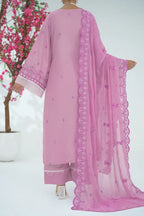 Prestige By KBC Fashion - 3 Piece Unstitched Embroidered Lawn Suit with Chiffon Dupatta  (Light Lavender)