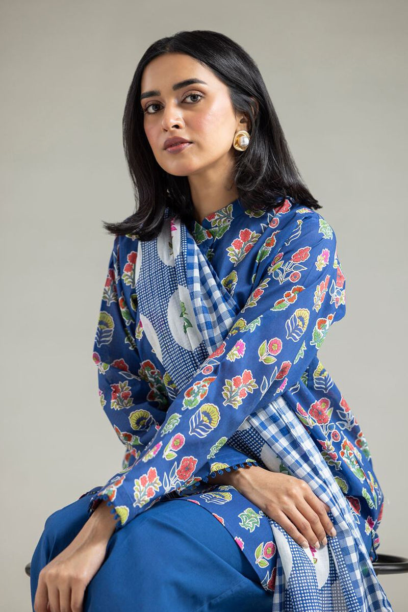 Khaadi – Summer Series 3 Piece Unstitched Printed Lawn Suit (Royal Blue)