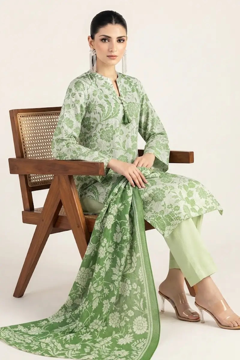 Khaadi 3-Piece Unstitched Printed Lawn Suit (Leaf Green)