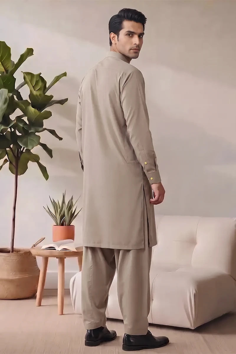 Saya Men’s Wash & Wear Unstitched Suit (Stone Beige)
