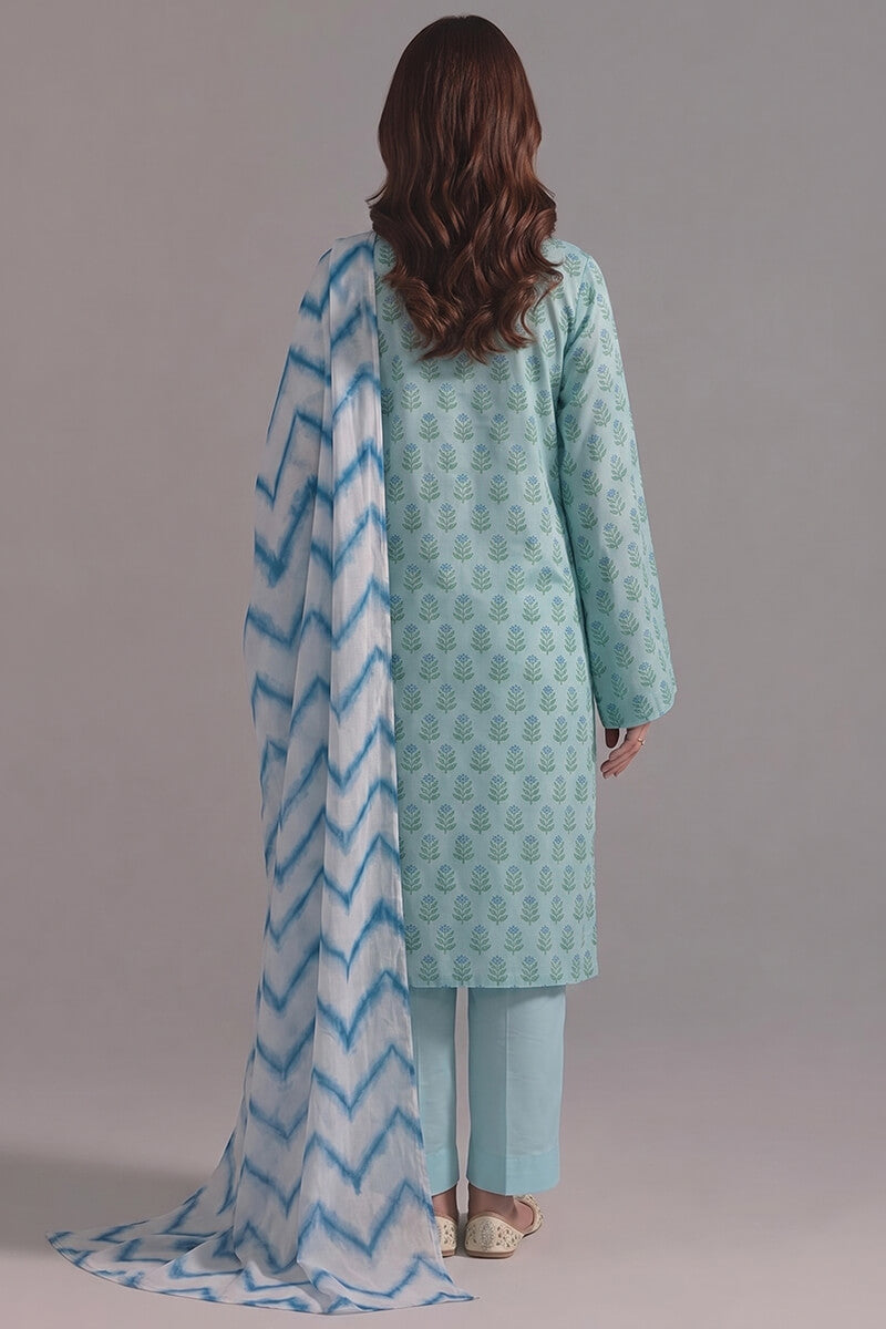 Sapphire (Vol.4) - 3PC Unstitched Printed Lawn Suit (Pale Aqua)