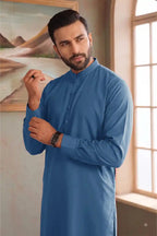 Premium Pasha Men’s Wash & Wear Unstitched Suit (Slate Blue)