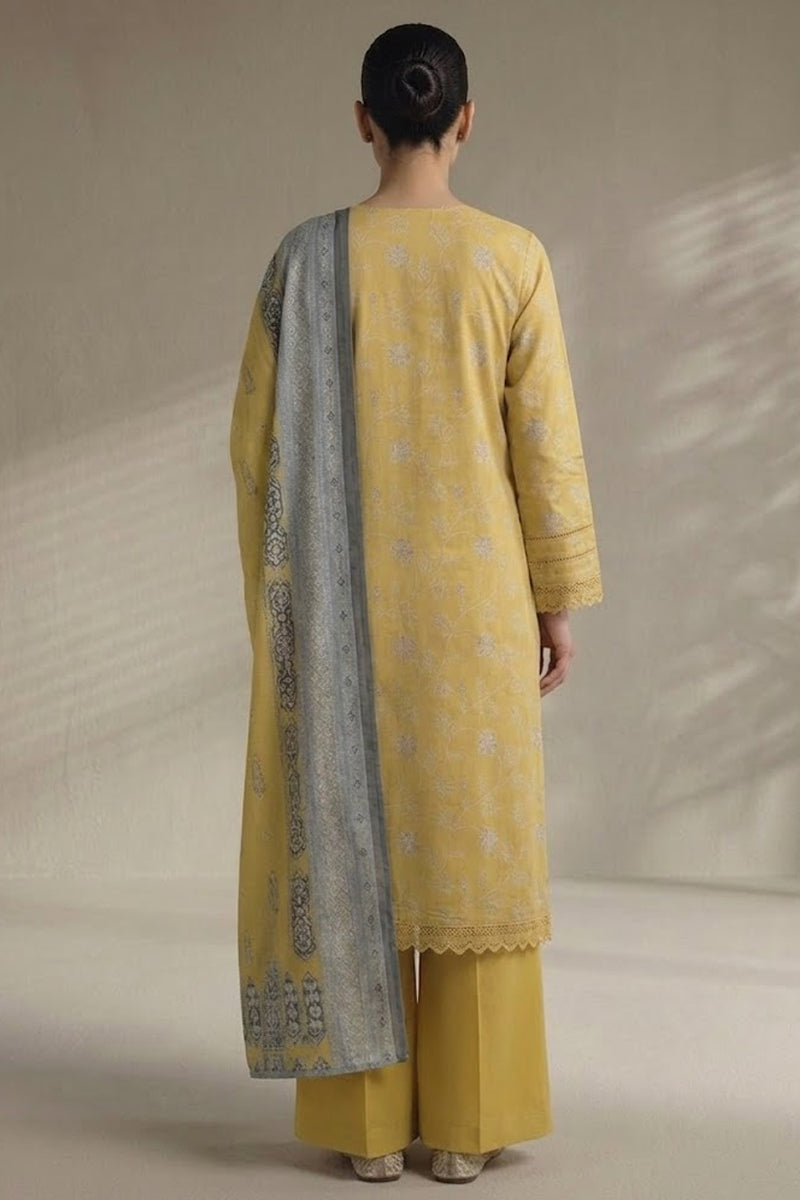 Khaadi – 3 Piece Unstitched Digital Printed Lawn Suit (Yellow & Gray)