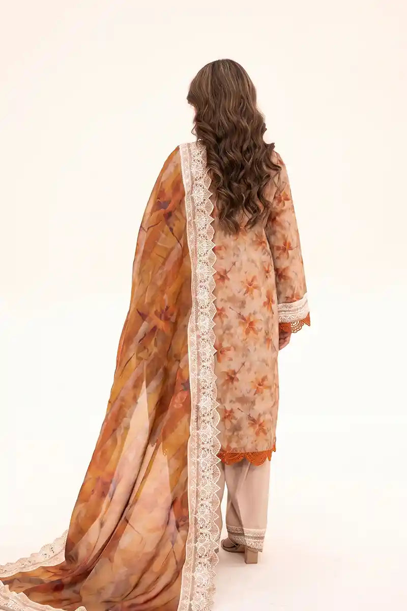 Zesh - 3PC Unstitched Embroidered Lawn Suit (Soft Beige)