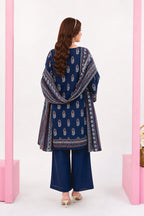 Zesh - Drop Fourteen Printed Series 3PC Unstitched Lawn Suit (Deep Royal Blue)