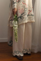 COCO By Zara Shahjahan - 3-Piece Unstitched Printed Lawn Suit (Off White)
