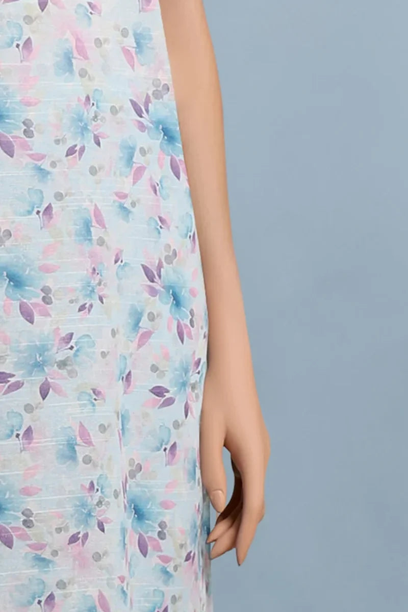 Saya Special Unstitched Khaddar 2-Piece Same Print Suit (Powder Blue)