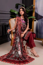 Jade Urbane Vol: 04 Classic Lawn Collection 3-Piece Unstitched Suit (Burgundy)