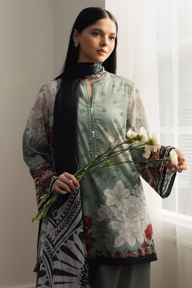 COCO By Zara Shahjahan - 3-Piece Unstitched Printed Lawn Suit (Mint Green)