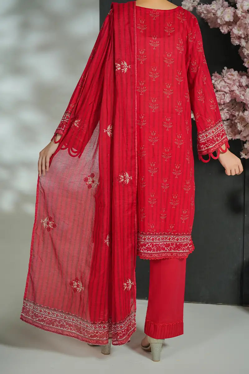 Mehrun by KBC Fashion Unstitched 3-Piece Lawn Collection (Vibrant Crimson Red)