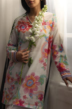 COCO By Zara Shahjahan - 3-Piece Unstitched Printed Lawn Suit (White & Black)