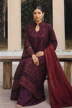 Mahrin By Johra - Premium 3PC Unstitched Embroidered Lawn Suit (Dark Boysen Berry & Oxblood)