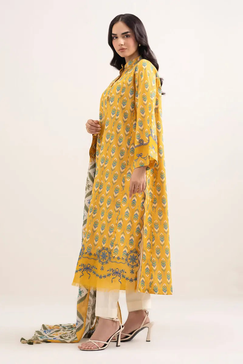 Sapphire Lawn Vol.08 - 3PC Unstitched Printed Lawn Suit (Mustard Yellow)
