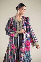 Khaadi – 3 Piece Unstitched Premium Embroidered Digital Printed Lawn Suit (Dark Charcoal & Magenta Pink)