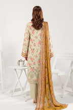 Zesh - 3PC Unstitched Embroidered Lawn Suit (Light Warm Gray & Mustard Yellow)