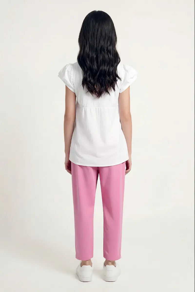 Girls Floral Embroidered Top & Trouser 2-Piece Set