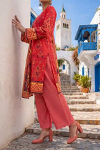 Aabruh Vol-1 3PC Unstitched Printed Lawn Suit (Strawberry & Warm Coral)