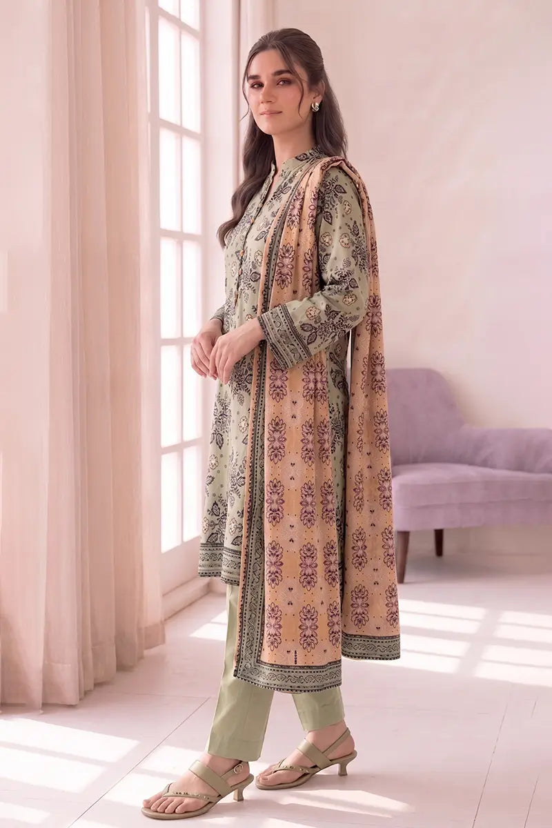 Women's Stitched 3-Piece Lawn Suit by KBC Fashion (Muted Olive Green)