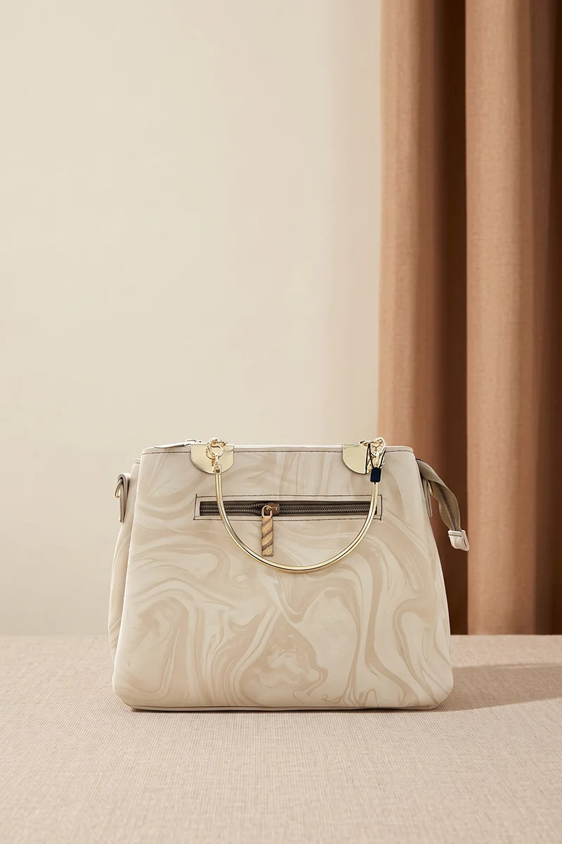 Premium Women's Fashion Handbag (Marble Vanilla)