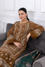 Muswa By Johra - 3PC Unstitched Embroidered Lawn Suit (Brown)