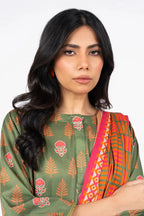 Sapphire Lawn Vol.08 - 3PC Unstitched Printed Lawn Suit (Muted Olive Green)