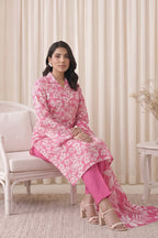 Gul Rang By Bareezé – 3-Piece Unstiched Printed Classic Lawn (Dark Pink)