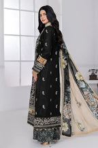 Muswa By Johra - 3PC Unstitched Embroidered Lawn Suit (Black)