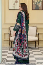 Elvia By Johra - 3PC Unstitched Embroidered Lawn Suit (Deep Forest)