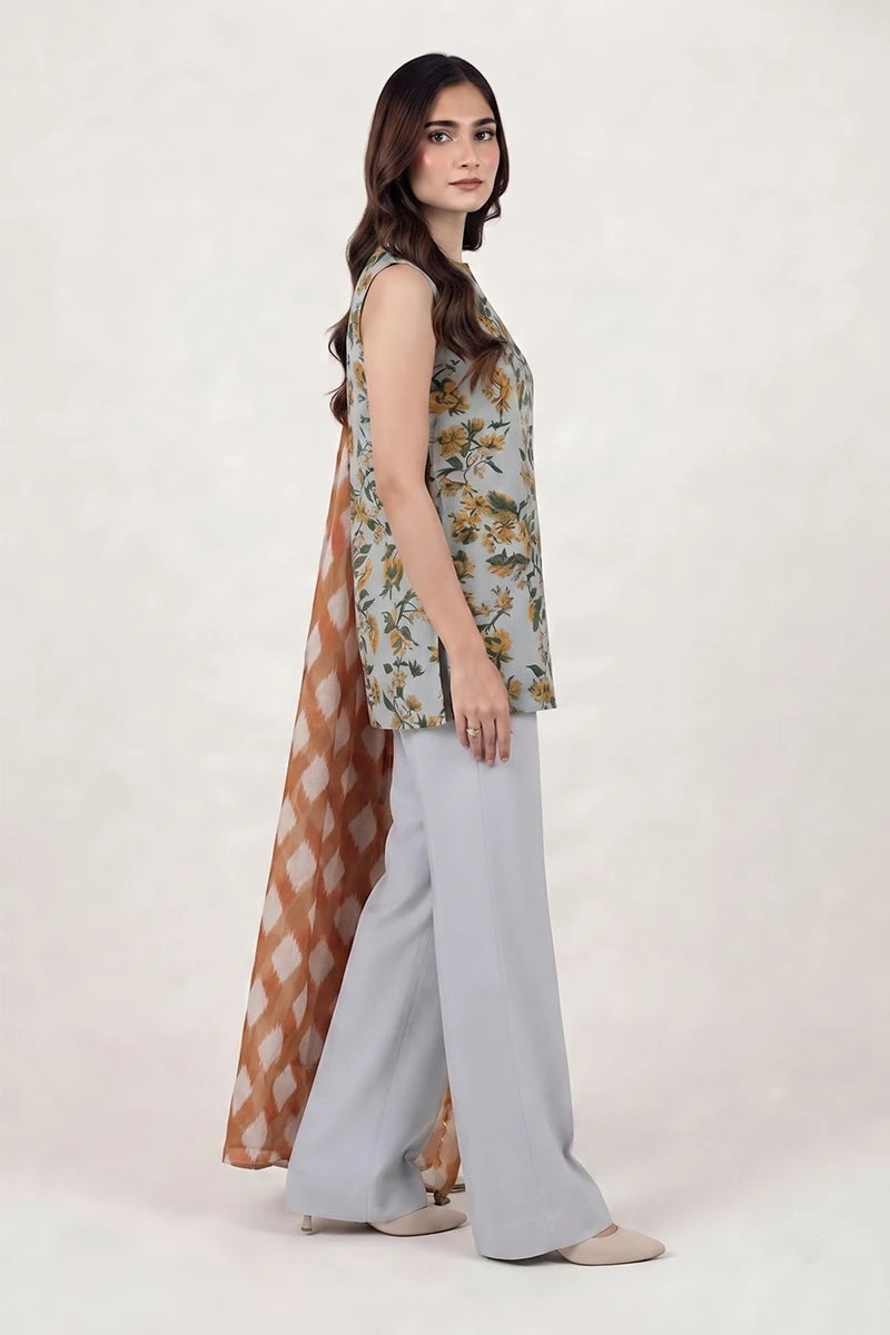 Sapphire Lawn Vol-09 - 3PC Unstitched Printed Lawn Suit(Dusty Ice Blue)