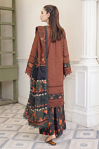 Emerald By Johra - 3 Piece Unstitched Embroidered Chikankari Lawn Suit (Brown)
