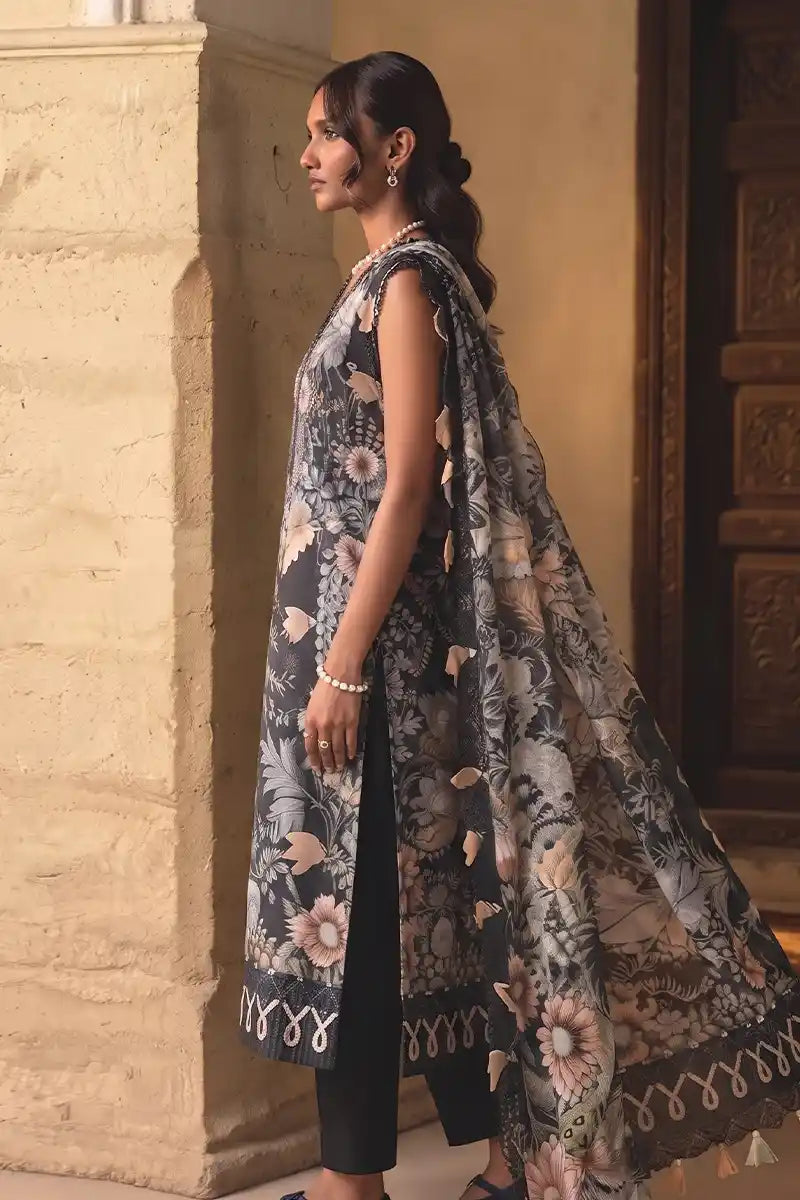 Jade Classic Cambric Collection Vol-05 - 3 Piece Unstitched Printed Suit (Onyx Black)