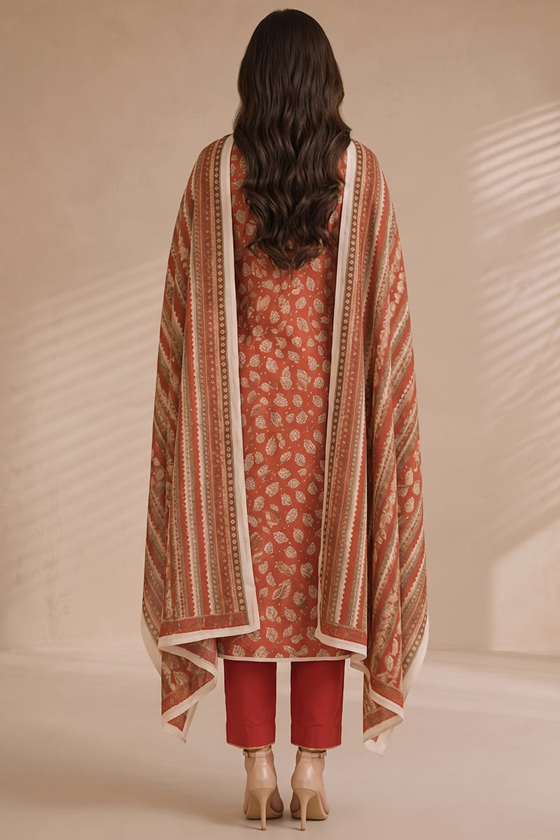 Khaadi (Vol.5) – 3 Piece Unstitched Printed Lawn Suit (Deep Rust Red)