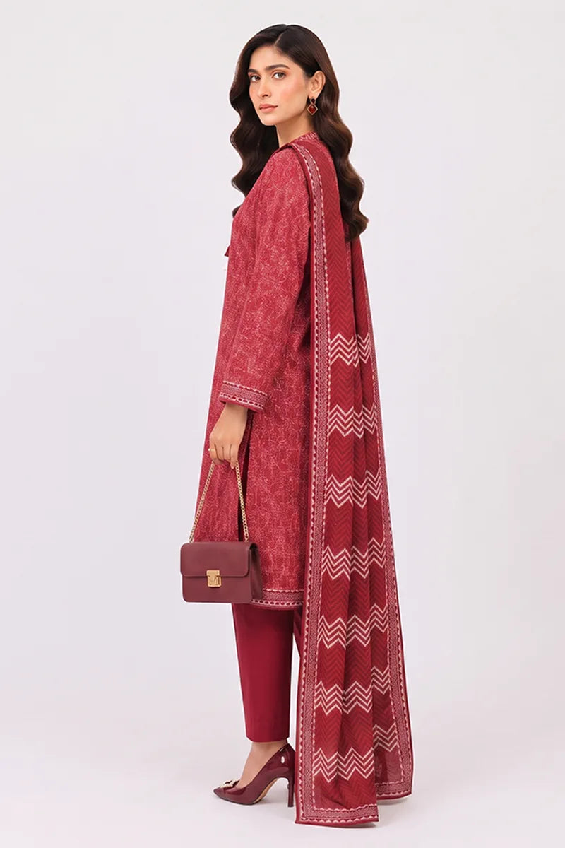 Khaadi Pre-Fall Cambric Series V-6 - 3PC Unstitched Suit (Maroon Red)