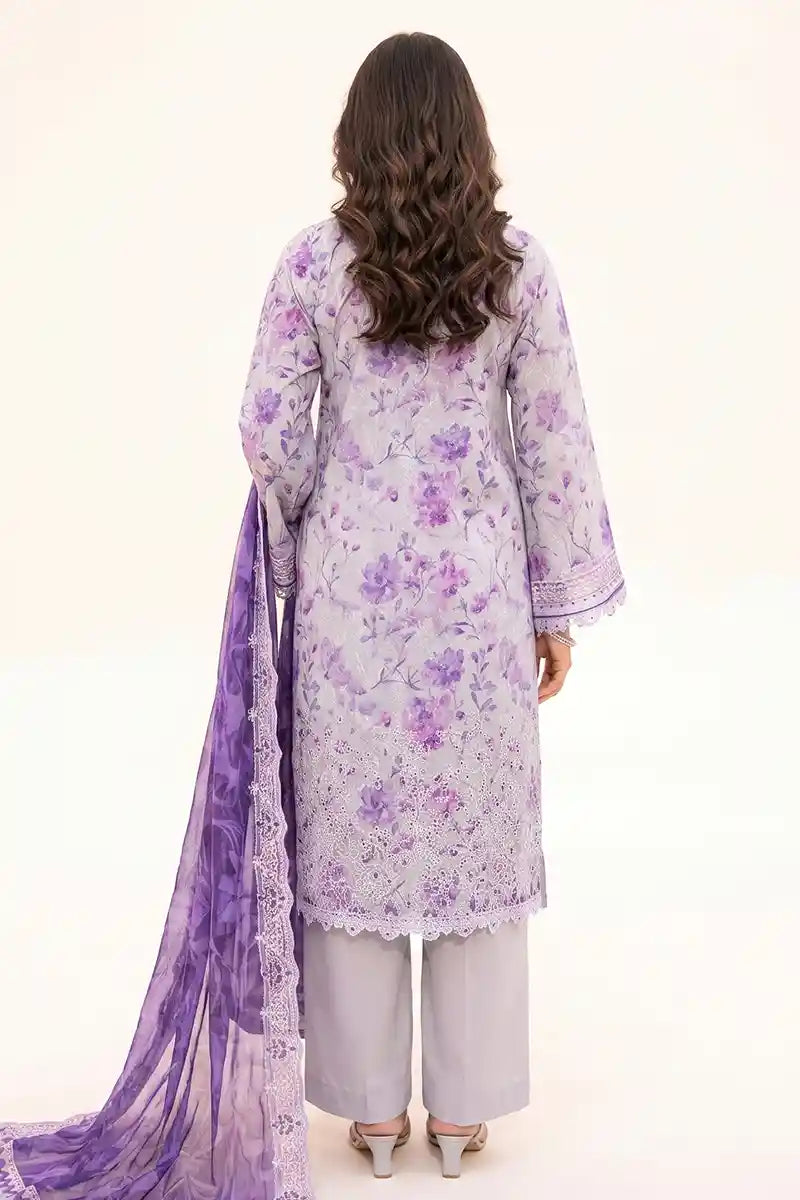 Zesh - 3PC Unstitched Embroidered Lawn Suit (Deep Purple)