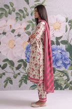Khaadi 3-Piece Unstitched Printed Lawn Suit Set (Soft Off-White)