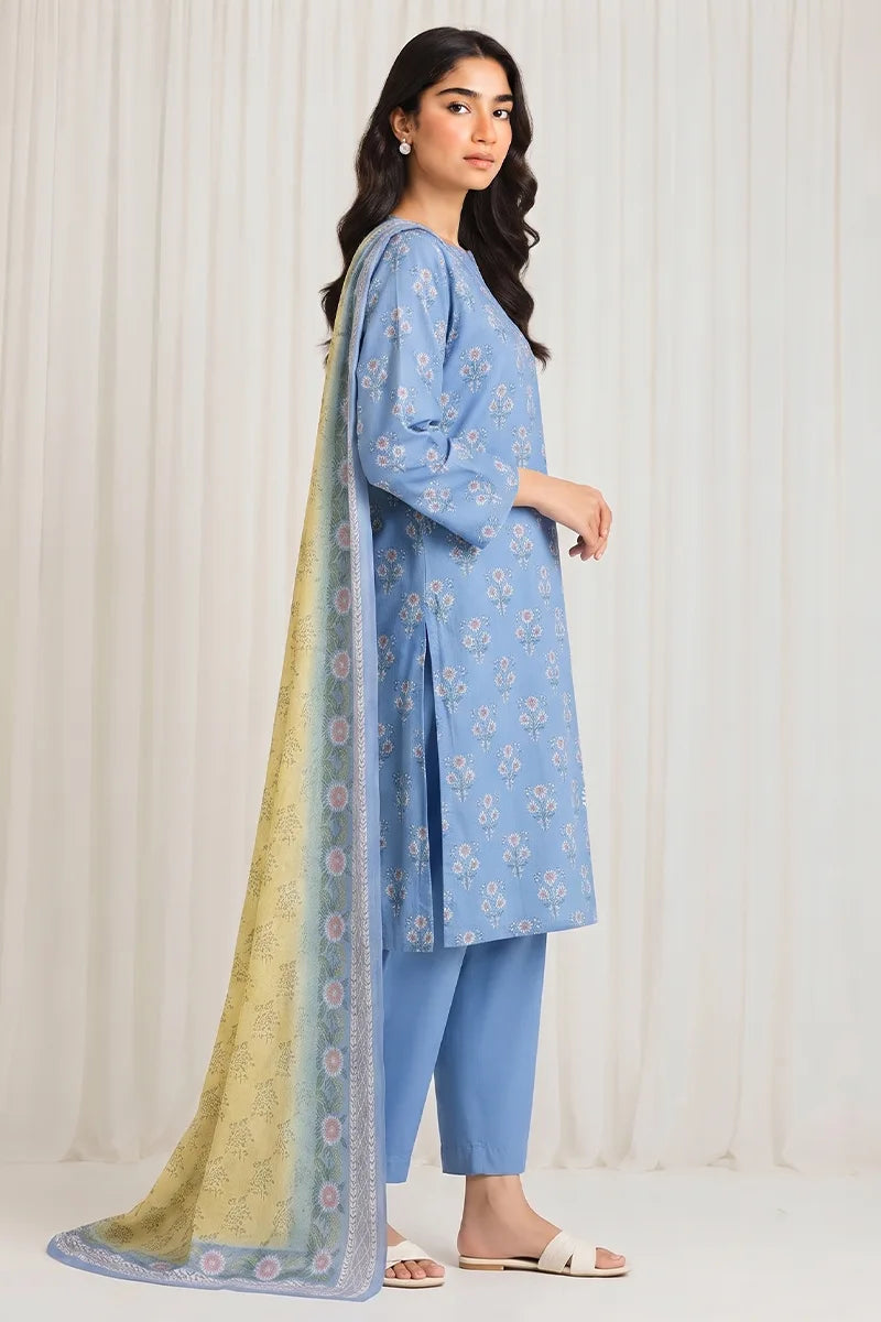 Sapphire Lawn Vol-09 - 3PC Unstitched Printed Lawn Suit(light blue)