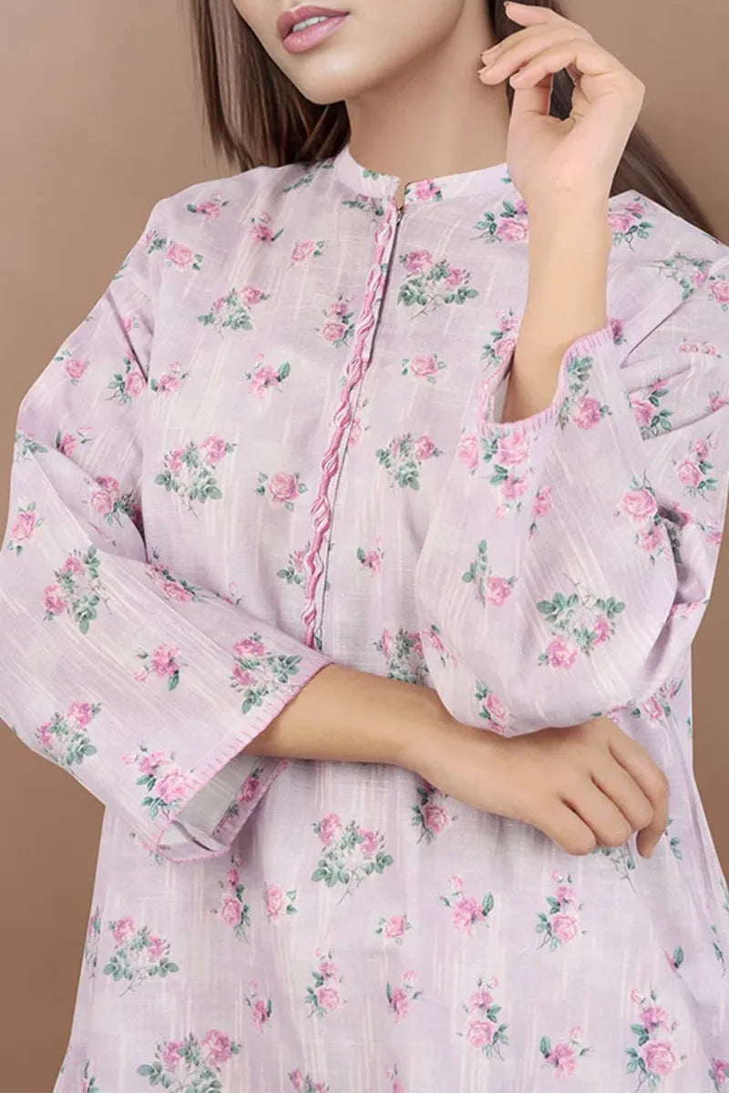 Saya Special Unstitched Khaddar 2-Piece Same Print Suit (Lavender Pink)