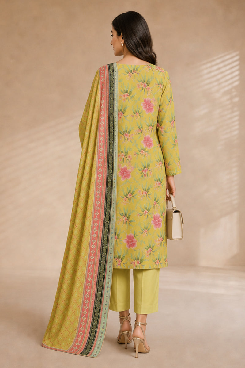 Khaadi (Vol.4) – 3 Piece Unstitched Printed Lawn Suit (Lime Yellow)