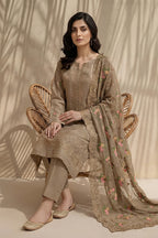 Millat - 3PC Unstitched Embroidered Lawn Suit (Muted Khaki)
