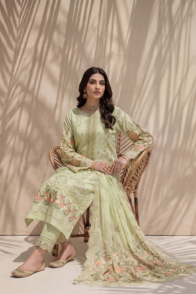 Millat - 3PC Unstitched Embroidered Lawn Suit (Soft Pale Green)
