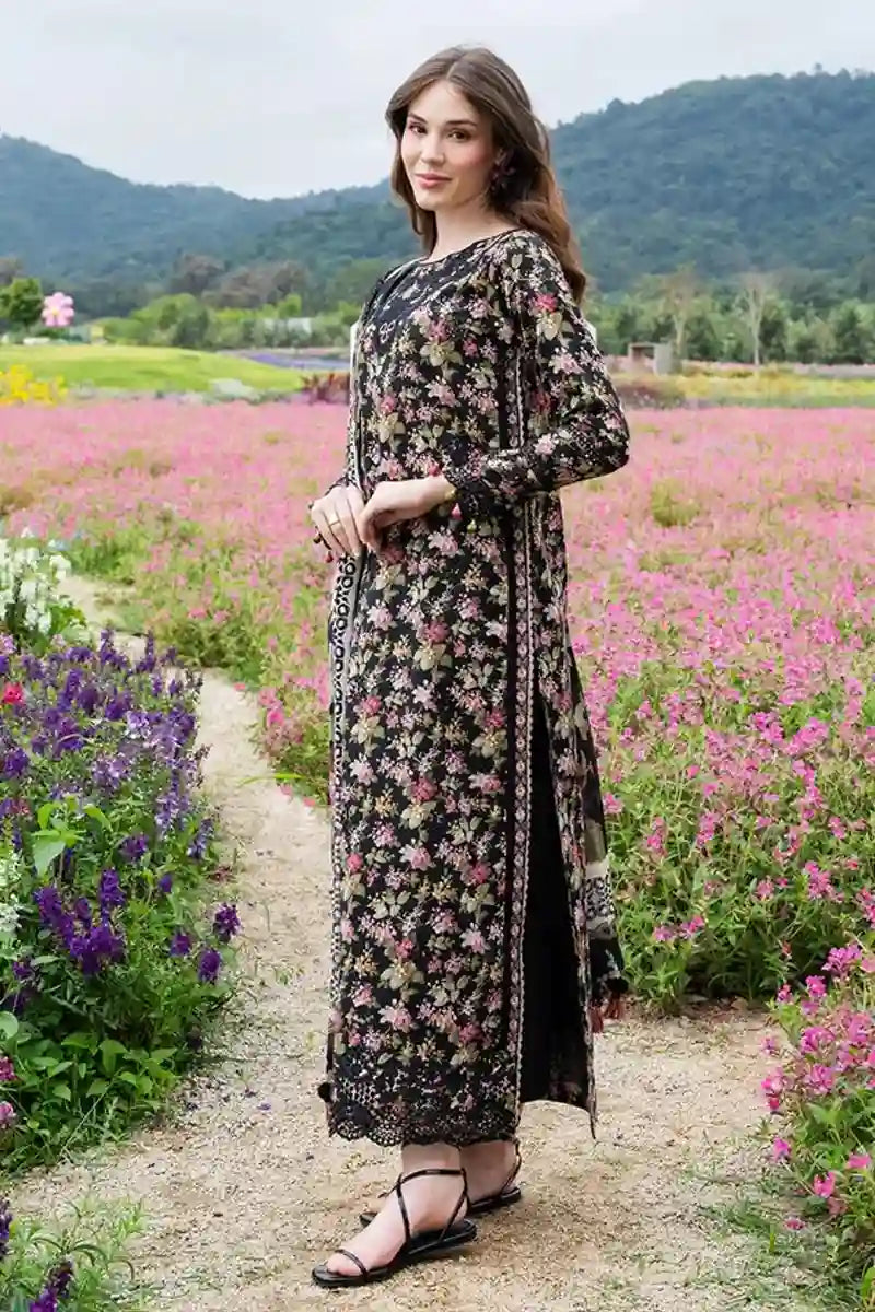 Sapphire Lawn Vol.08 - 3PC Unstitched Printed Lawn Suit (Jet Black)