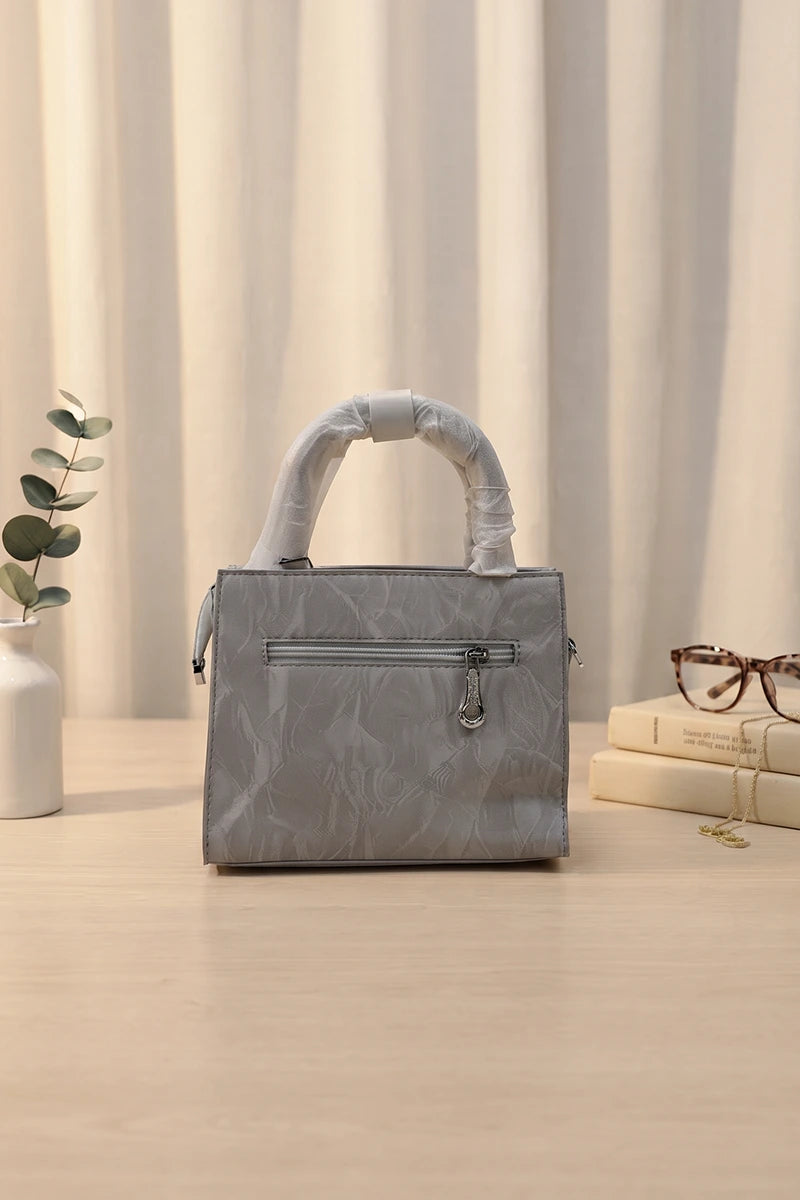 Elegance Structured Faux Leather Shoulder Bag (Cool Soft Grey)
